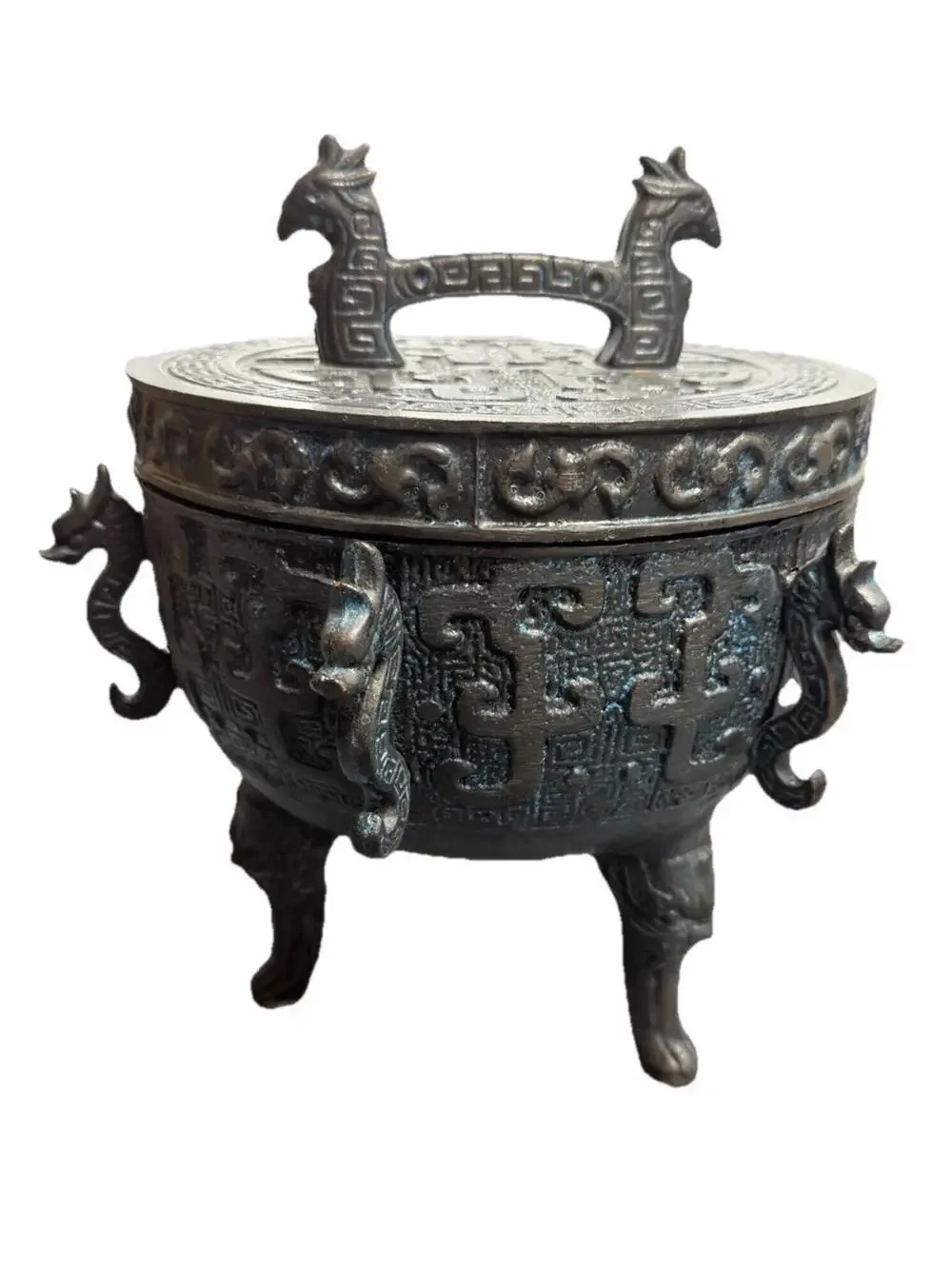 MCM James Mont-Style Bronze Ice Bucket/Dragon Handles And Lid